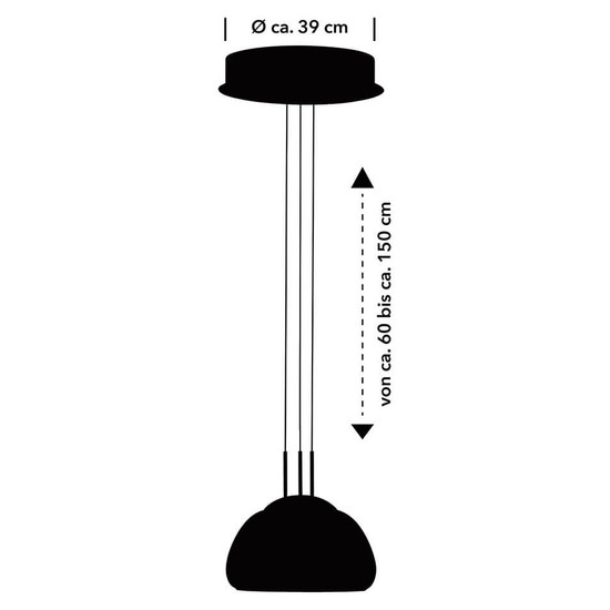 Hell LED Pendelleuchte Luxxo dimmbar 19W Dim to Warm extrawarm- bis warmweiss 90Ra B-Link Schwarz Rauchglas Ø39cm 20658/1-06