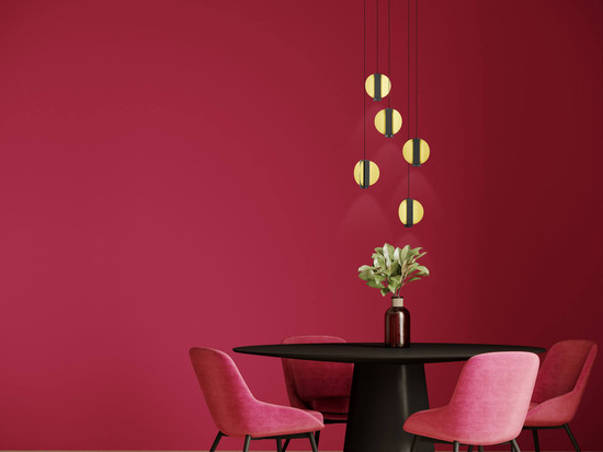 Hell Iris LED Pendelleuchte 5-fach Warmweiß Dimmbar 60-180cm >90Ra Schwarz/Gold 20698/5-51