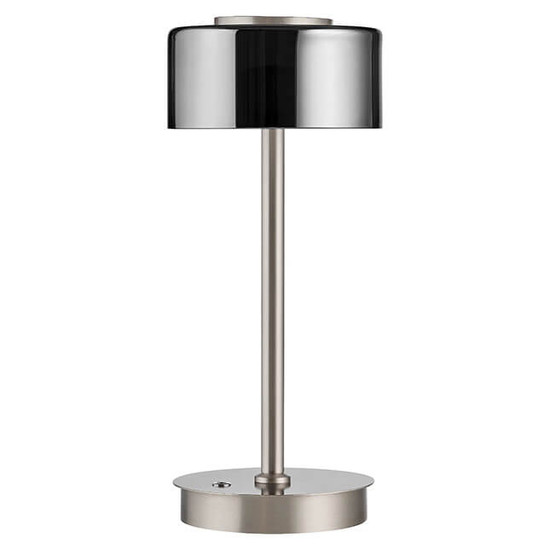 Hell LED Tischleuchte Dune dimmbar 7W Dim to Warm extrawarm- bis warmweiss 90Ra Nickel matt Rauchglas 35cm 50454/1-92
