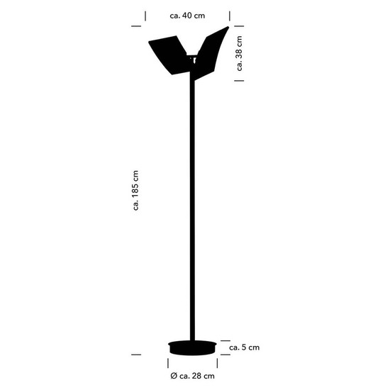 Hell LED Stehleuchte Twice dimmbar 56W CCT steuerbare Lichtfarbe stufenlos extrawarm- bis tageslichtweiss 90Ra Alu matt 185cm 60568/1-37