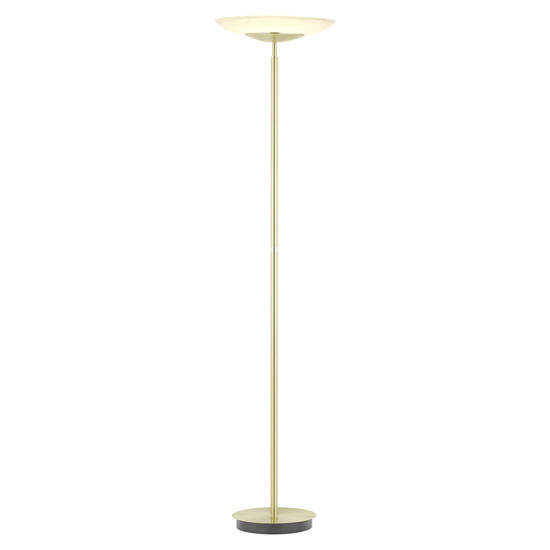 Hell LED Stehleuchte Ferdi dimmbar 36W CCT steuerbare Lichtfarbe 3-stufig extrawarm- bis neutralweiss 90Ra Messing matt Alabasterglas 180cm 60582/1-01
