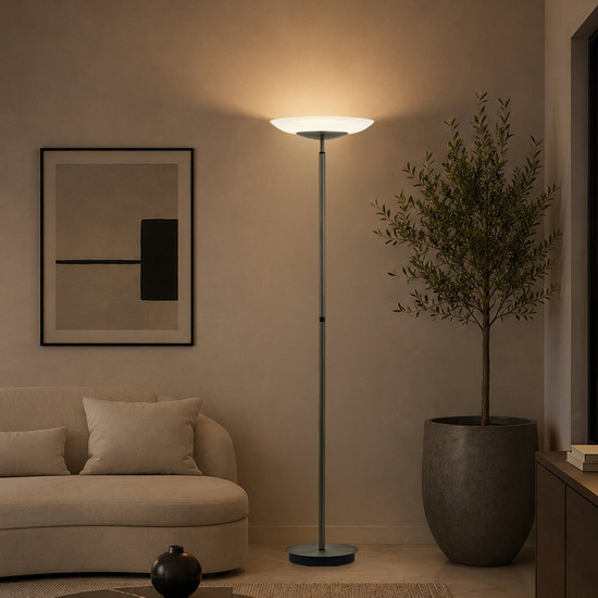 Hell LED Stehleuchte Ferdi dimmbar 36W CCT steuerbare Lichtfarbe 3-stufig extrawarm- bis neutralweiss 90Ra Bronze Alabasterglas 180cm 60582/1-15