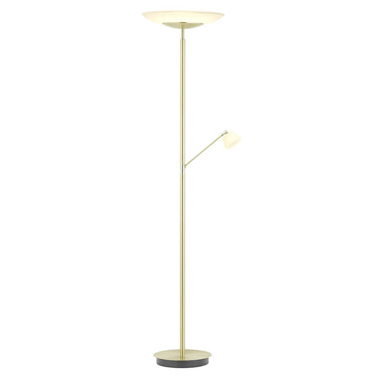 Hell LED Stehleuchte Ferdi dimmbar 41W CCT steuerbare Lichtfarbe 3-stufig extrawarm- bis neutralweiss 90Ra Messing matt Alabasterglas 180cm 60583/2-01