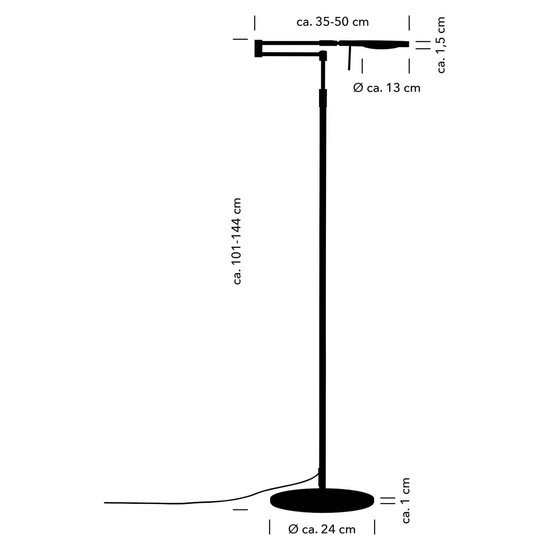 Hell LED Stehleuchte Stance dimmbar 12W CCT steuerbare Lichtfarbe 3-stufig extrawarm- bis neutralweiss 90Ra Nickel matt 144cm 60590/1-33