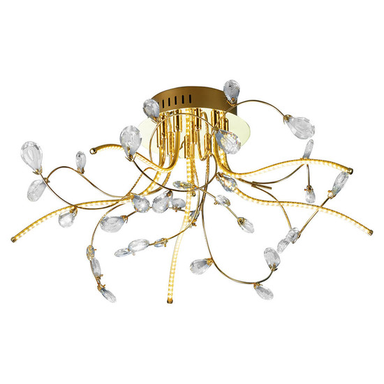 Hell LED Deckenleuchte Crystal X 26W warmweiss 90Ra Messing blank Klarglas Ø54cm 70638/540-40
