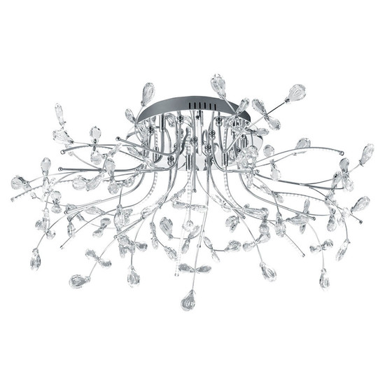 Hell LED Deckenleuchte Crystal X dimmbar 36W warmweiss 90Ra Chrom Klarglas Ø77cm 70639/770-02