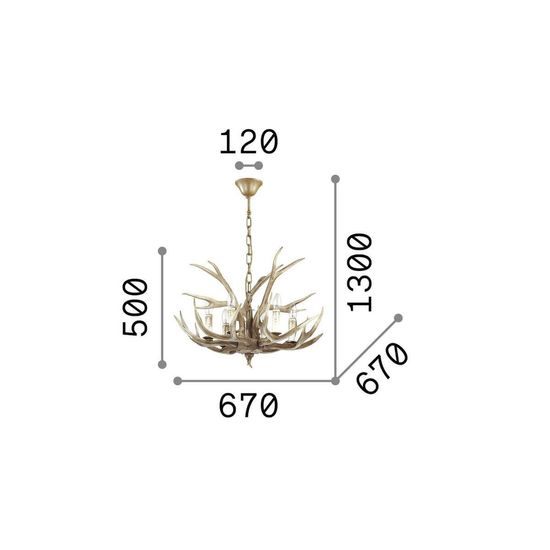 Ideal Lux CHALET Pendelleuchte E14 6-fach ⌀670mm dimmbar Beige 115498