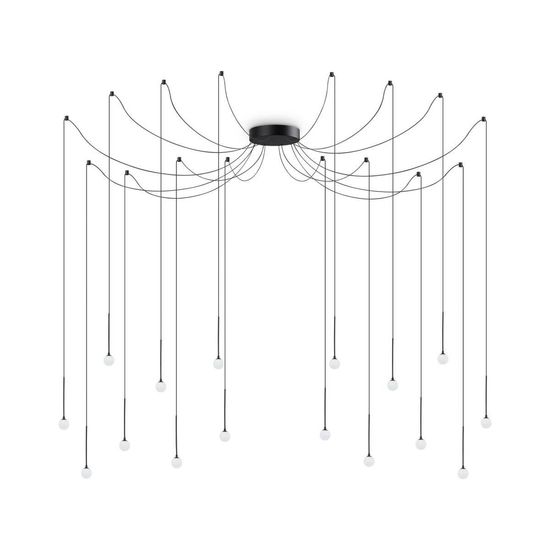 Ideal Lux LUCCIOLA LED Pendelleuchte 16x 16x16W ⌀200mm Schwarz warmweiss 284002