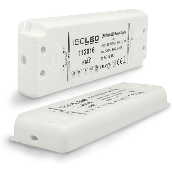 ISOLED LED Trafo 12V/DC, 0-30W, ultraflach, SELV