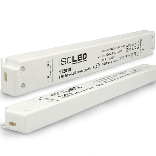 ISOLED LED Trafo 12V/DC, 0-30W, ultraslim, SELV