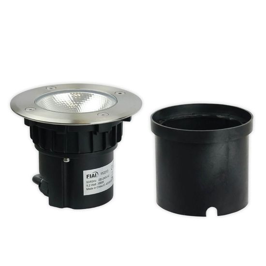 ISOLED LED Bodeneinbaustrahler, rund Edelstahl, IP67, 7W COB, 90°, warmweiß