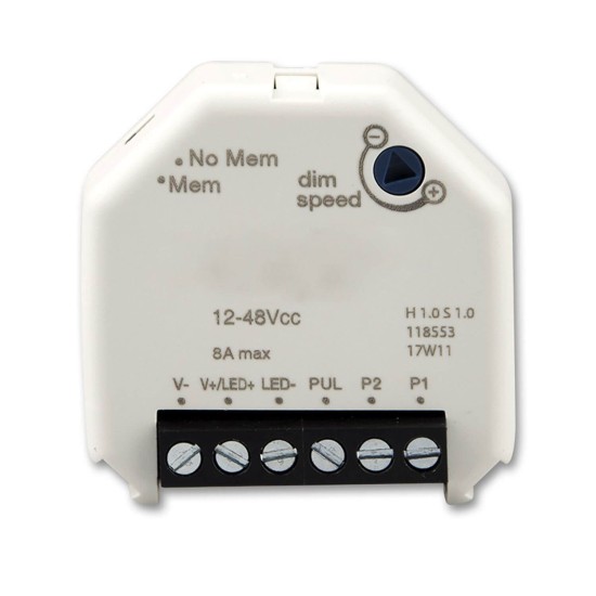 ISOLED Universal-Push PWM-Dimmer für LED Spots / Stripes, 1 Kanal, 12-24V 8A, 36-48V 6A