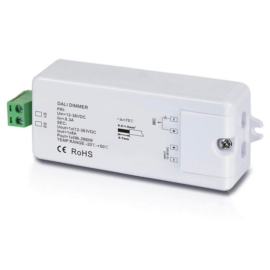 ISOLED DALI 1 Adresse PWM-Dimmer 12-36V, 1 Kanal, 12-36V 8A, 48V 4A