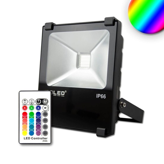 ISOLED LED Fluter 10W, RGB, IP66, inkl. Funk-Fernbedienung