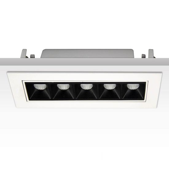 ISOLED LED Einbauleuchte Raster Line weiß/schwarz, 10W, neutralweiß, schwenkbar