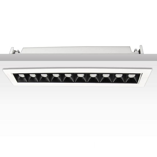 ISOLED LED Einbauleuchte Raster Line weiß/schwarz, 20W, neutralweiß, schwenkbar
