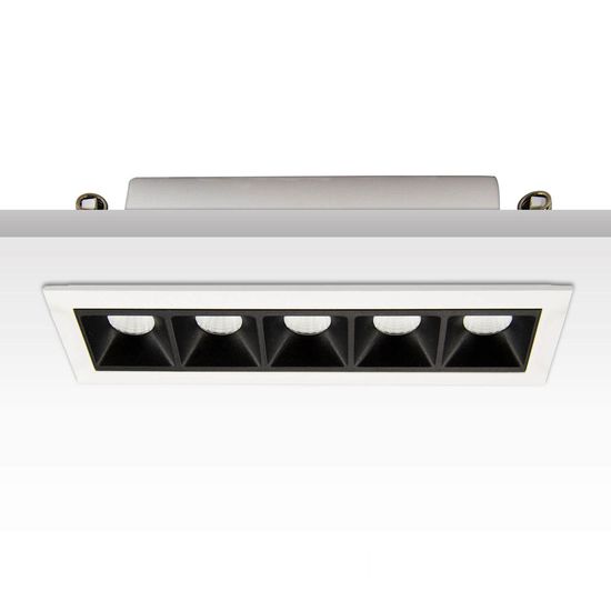 ISOLED LED Einbauleuchte Raster Line weiß/schwarz, dimmbar, 10W, warmweiß