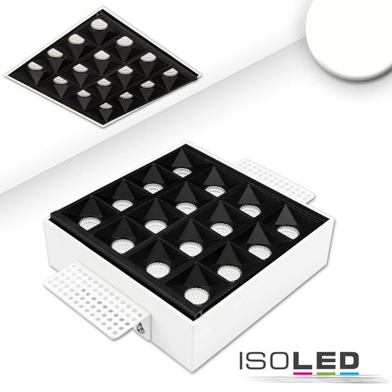 ISOLED LED Einbauleuchte Raster flächenbündig schwarz 15W, neutralweiß, 1-10V dimmbar