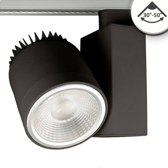 ISOLED 3-PH Schienen-Strahler fokussierbar, 30W, 30°-50°, schwarz matt, 4000K, dimmbar