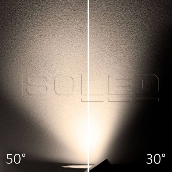 ISOLED 3-PH Schienen-Strahler fokussierbar, 30W, 30°-50°, schwarz matt, 3000K, dimmbar
