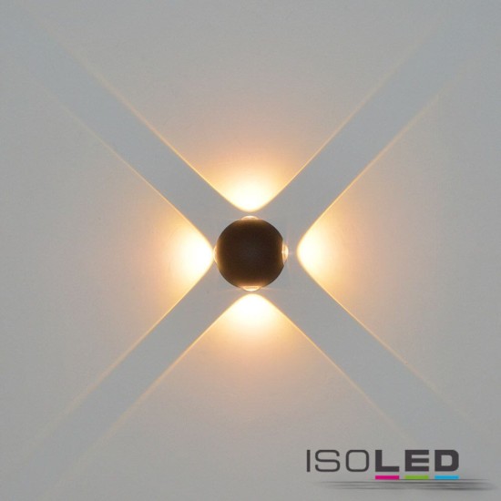 ISOLED LED Wandleuchte Up&Down 4x1W CREE, IP54, sandweiß, warmweiß