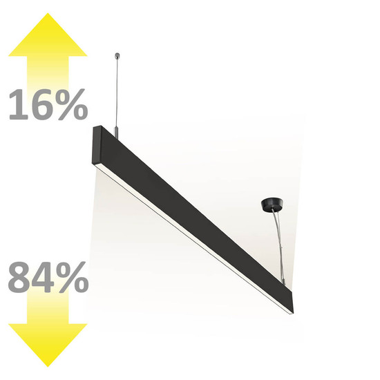 Isoled LED Hängeleuchte Linear Up&Down 600, 25W, prismatisch, linear- u. 90° verbindbar, schwarz, warmweiß 113999