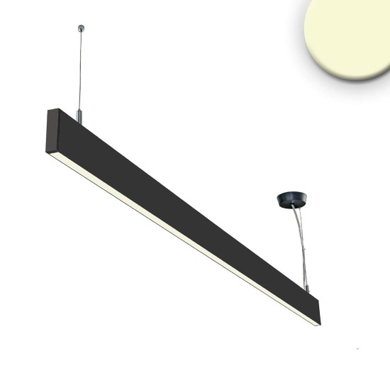 ISOLED LED Hängeleuchte Linear Up+Down 1200, 40W, prismatisch, linear- u. 90° verbindbar, schwarz, warmweiß