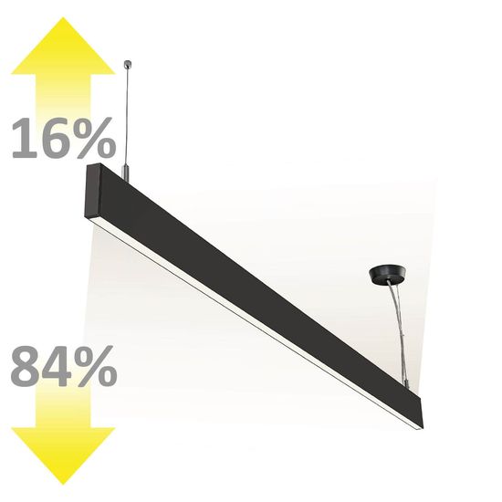 ISOLED LED Hängeleuchte Linear Up+Down 1200, 40W, prismatisch, linear- u. 90° verbindbar, schwarz, warmweiß