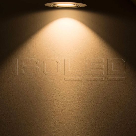 ISOLED LED Einbaustrahler asymmetrisch COB, weiß, 8W, 50°, IP44, rund, warmweiß, dimmbar