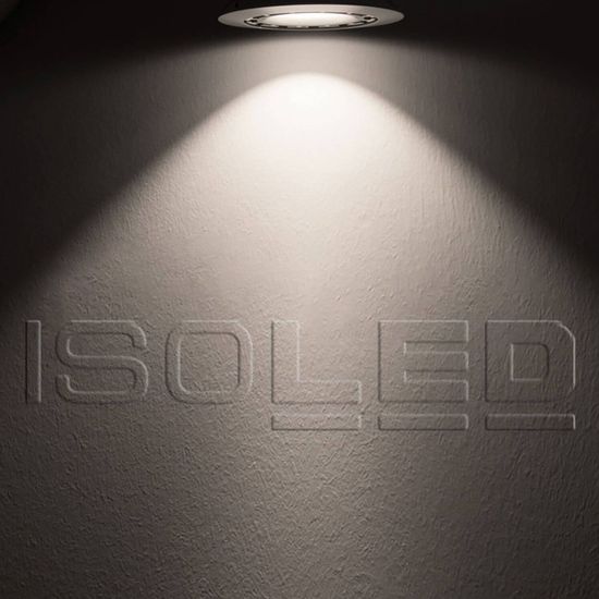 ISOLED LED Einbaustrahler asymmetrisch COB, weiß, 8W, 50°, IP44, rund, neutralweiß, dimmbar