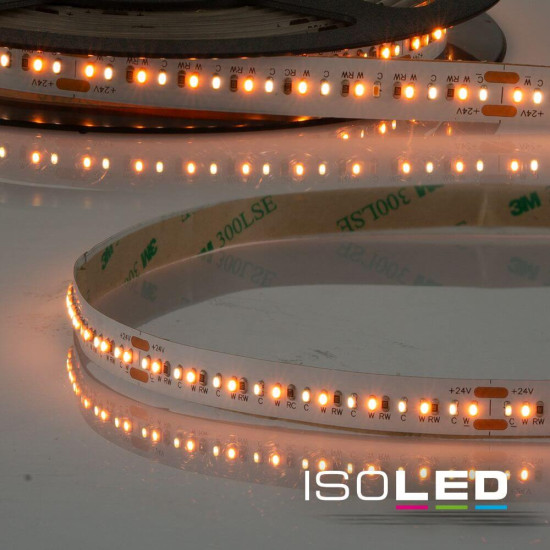 ISOLED LED CRI90 SUNSET Dimm-to-warm (via Spannungssenke) Flexband Streifen, 24V, 20W, IP20, 1800-2700K, 224 LED/m