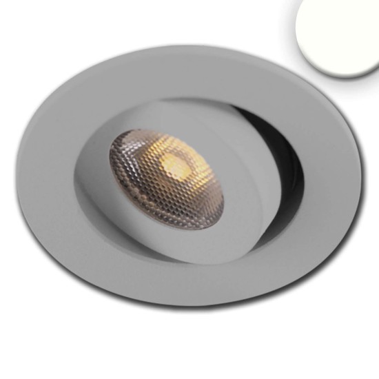 ISOLED LED Einbauleuchte MiniAMP alu gebürstet, 3W, 24V DC, neutralweiß, dimmbar