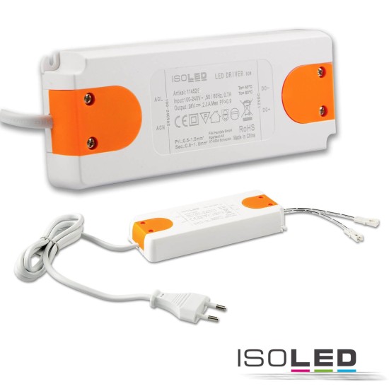 ISOLED LED Trafo MiniAMP 24V/DC, 0-50W, 120cm Kabel mit Flachstecker, sekundär 2 female Buchsen
