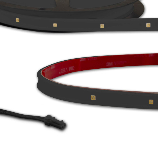 ISOLED LED UV-C MiniAMP Flexband Streifen 270nm, 12V DC, 12W, IP54, 116cm, schwarz, eins. Kabel + malePlug, 24 LED/m