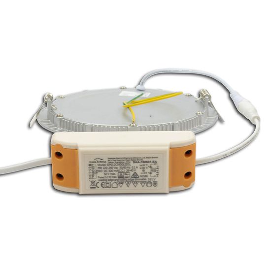 ISOLED LED Downlight, 12W, rund, ultraflach, silber, warmweiß, dimmbar