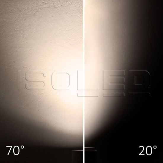 ISOLED 3-PH Schienen-Strahler fokussierbar, 42W, 20°-70°, schwarz matt, 3000K, CRI92