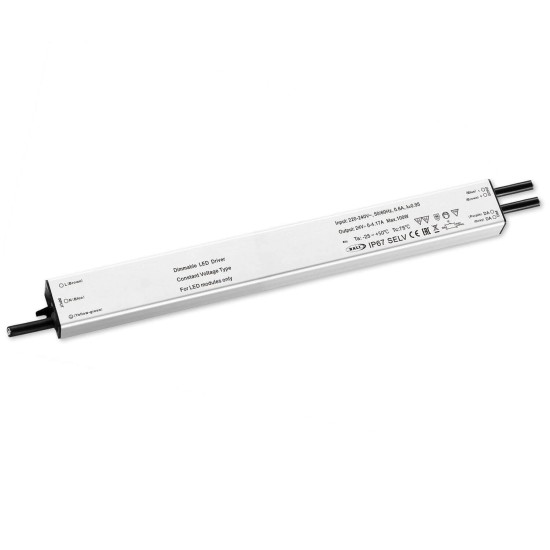 ISOLED LED PWM-Trafo 24V/DC, 0-100W, slim, Push/Dali-2 dimmbar, IP67, SELV
