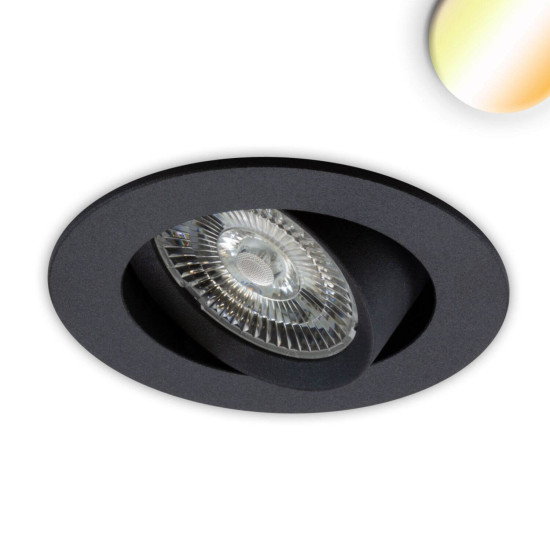 ISOLED LED Einbauleuchte Sunset Slim68 schwarz, rund, 9W, 1800-2800K, Dimm-to-warm