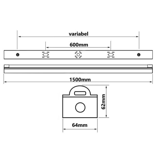 Isoled LED Balkenleuchte 40W, IP42, ColorSwitch 3000/4000/6000K, weiß, 150cm 115481