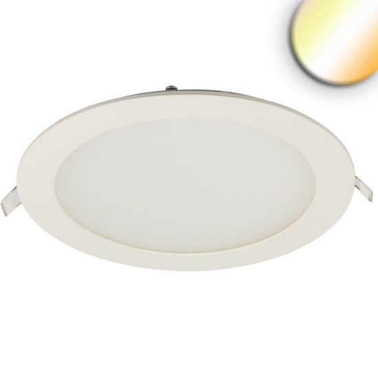 ISOLED LED Downlight, 24W, rund ultraflach weiß, 300mm, Colorswitch 3000/3500/4000K, dimmbar