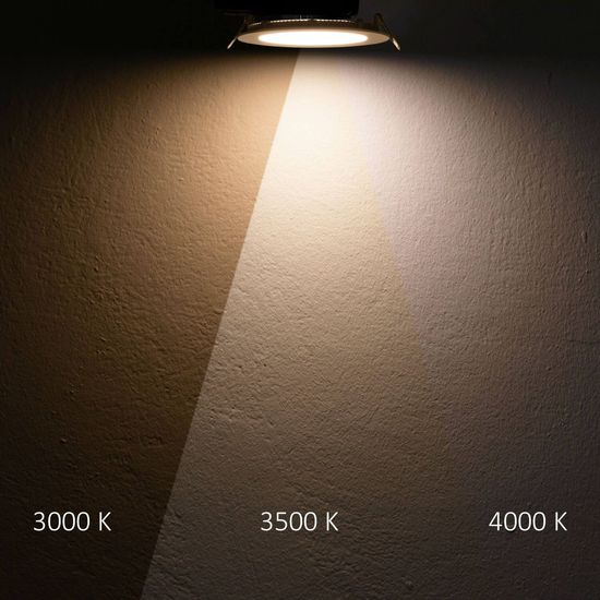 ISOLED LED Downlight, 24W, rund ultraflach schwarz, 300mm, Colorswitch 3000/3500/4000K, dimmbar