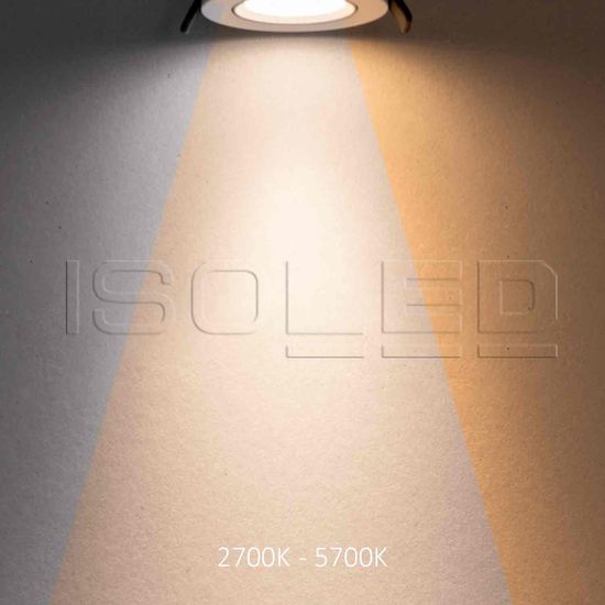 ISOLED LED Einbauleuchte Slim68 Alu schwarz, rund, 6W/6W, 24V DC, weißdynamisch 2700-5700K