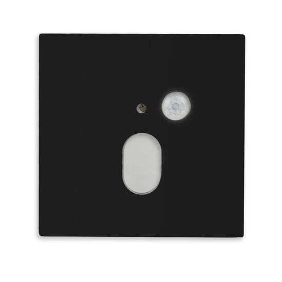 ISOLED Cover Aluminium eckig schwarz, für Wandeinbauleuchte Sys-Wall68 mit PIR Sensor, Ovalausschnitt