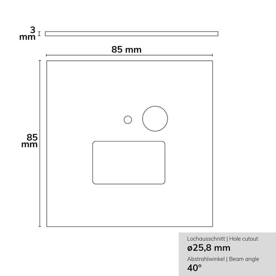 Isoled Cover Aluminium eckig 3 schwarz, für Wandeinbauleuchte Sys-Wall68 mit PIR Sensor 115610