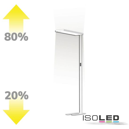 ISOLED LED Office Pro Stehleuchte Up/Down, 80W/20W, silber, UGR19, neutralweiß, Touch-Dimm