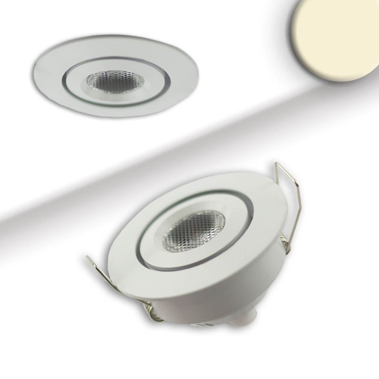 ISOLED LED Einbauleuchte MiniAMP weiß, 3W, 12V DC, warmweiß, dimmbar, 100cm Kabel