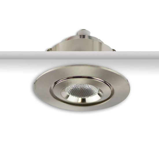 ISOLED LED Einbauleuchte MiniAMP Alu gebürstet, 3W, 12V DC, warmweiß, dimmbar, 100cm Kabel