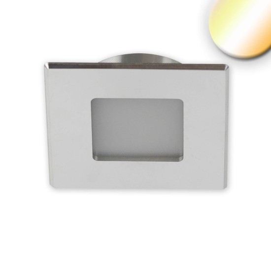ISOLED LED Möbeleinbaustrahler MiniAMP ALU gebürstet, eckig, 3W, 120°, 24V DC weißdynamisch 1900-5000K, dim