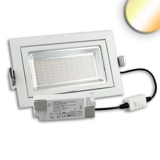 ISOLED LED Shop-Downlight Box, 32W, ausschwenkbar, weiß, Colorswitch, dimmbar