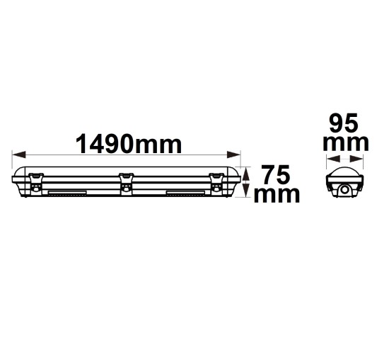 ISOLED LED Feuchtwannenleuchte 150cm mit Notlichtfunktion, IP65, PowerSwitch 35-60W, ColorSwitch 3000-4000-5000K